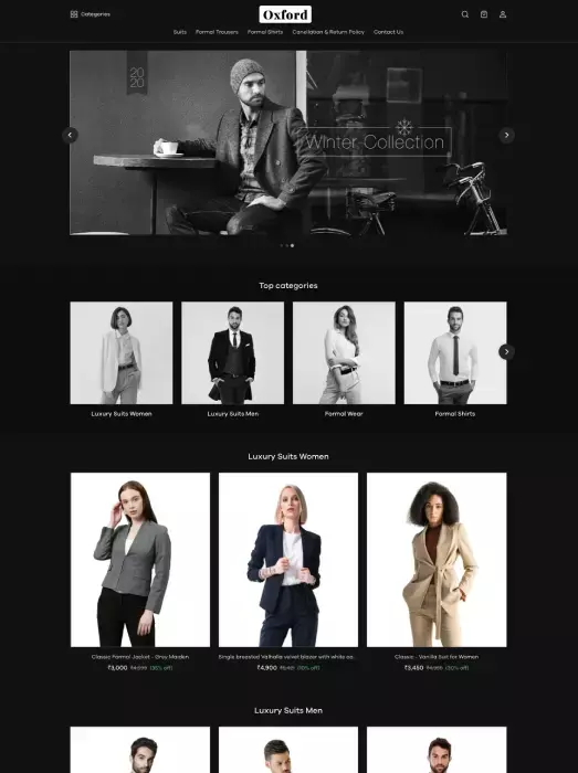Oxford storefront theme preview