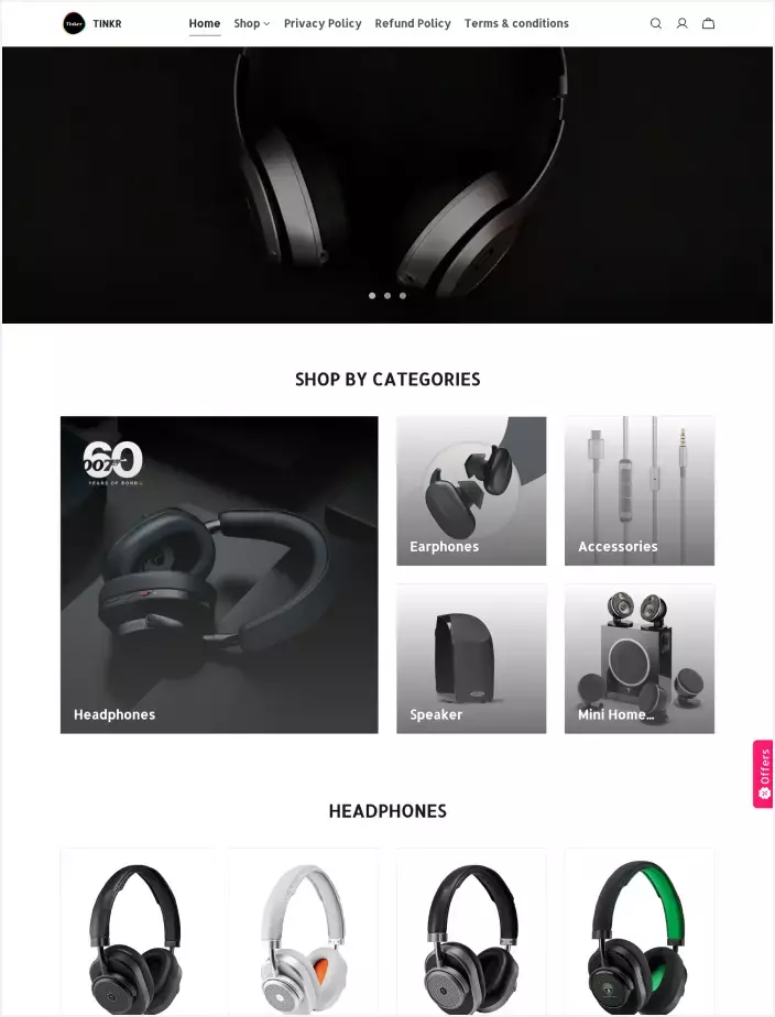 Tinker storefront theme preview